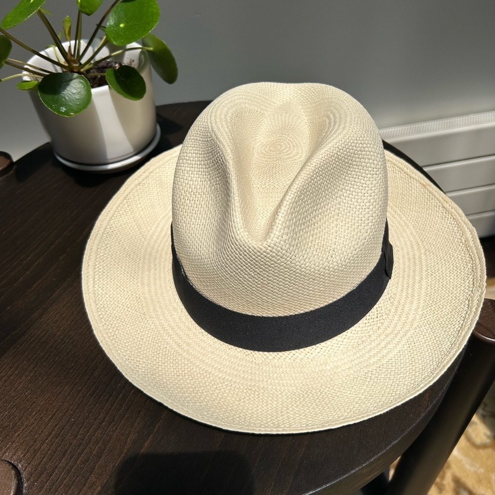 Genuine Montecristi Panama Hat in Natural Color, Size 7” or 56cm
